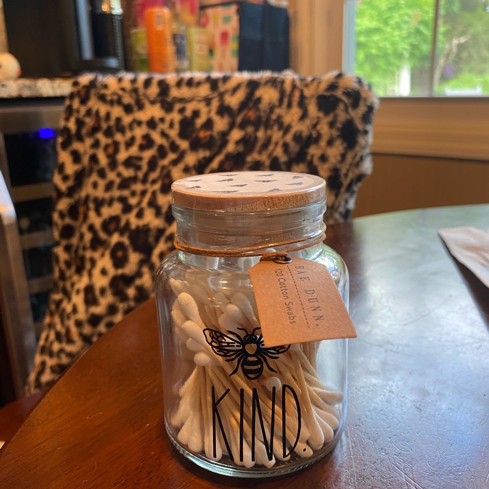 Rae dunn bee kind cotton swabs jar